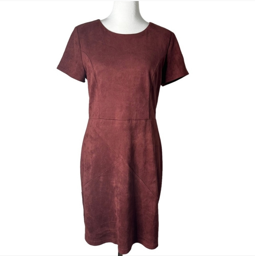 Burgundy/brown faux suede knit dress